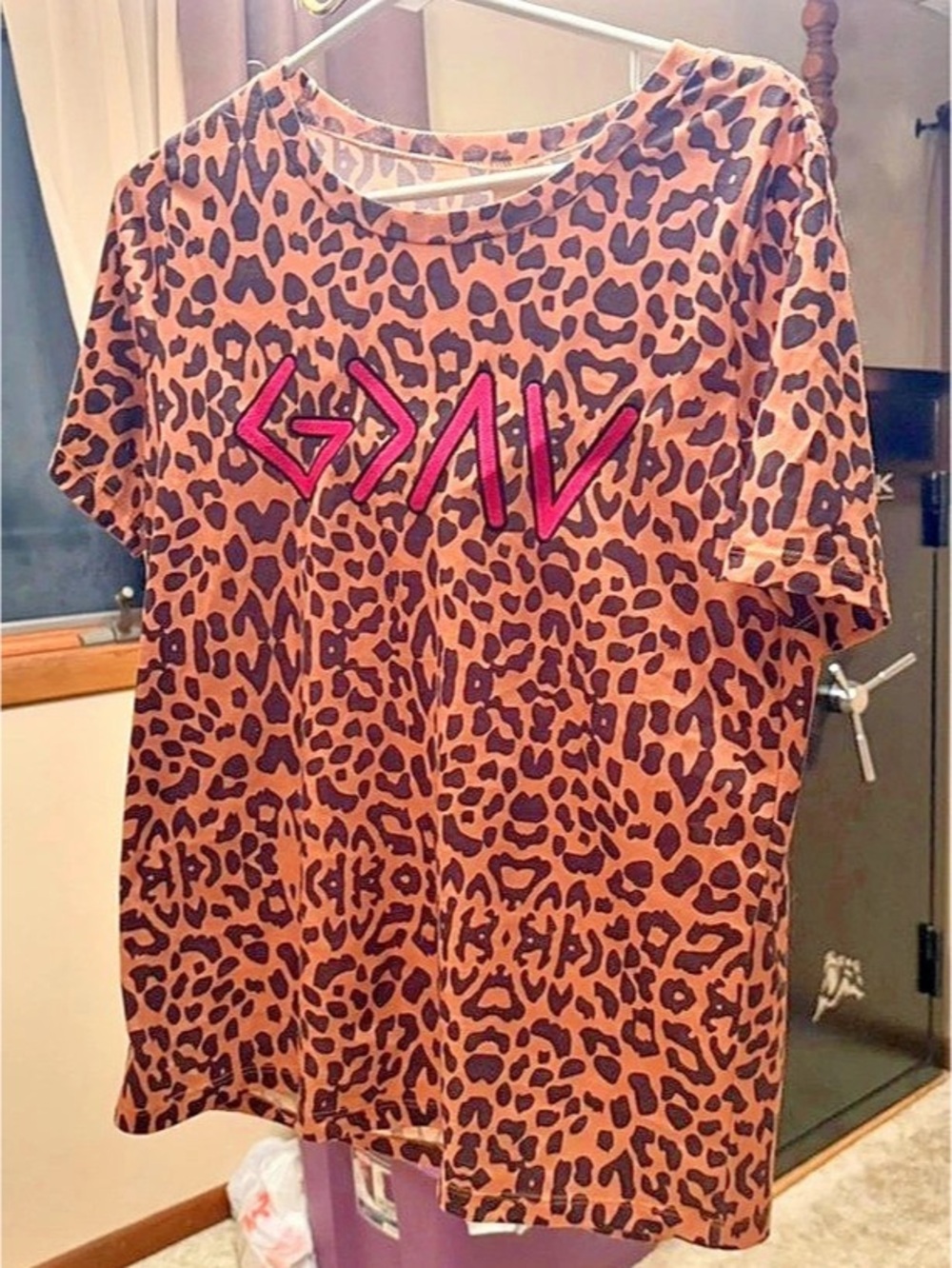 God is Greater Than the Highs and Lows Leopard Print T-Shirt